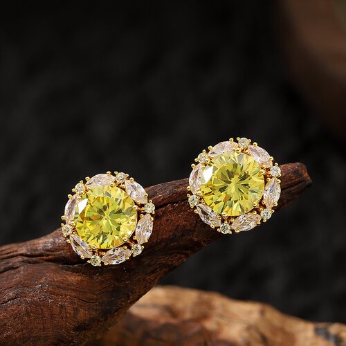 简约轻奢风爆闪锆石几何耳钉