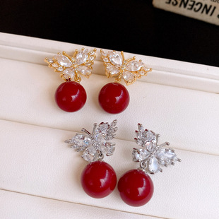 Sparkling Resin Earrings, Butterfly Vintage Luxury Studs