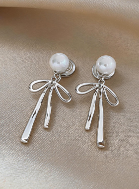 Pearl Bow Ear Cuffs, French Vintage Clip-Ons