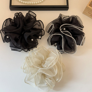 Layer Four Scrunchie Holder Korean Ponytail Mesh Pearl