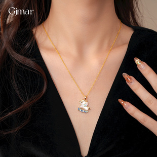 Zodiac Horse Pendant, 18K Gold Enamel Luxury Necklace