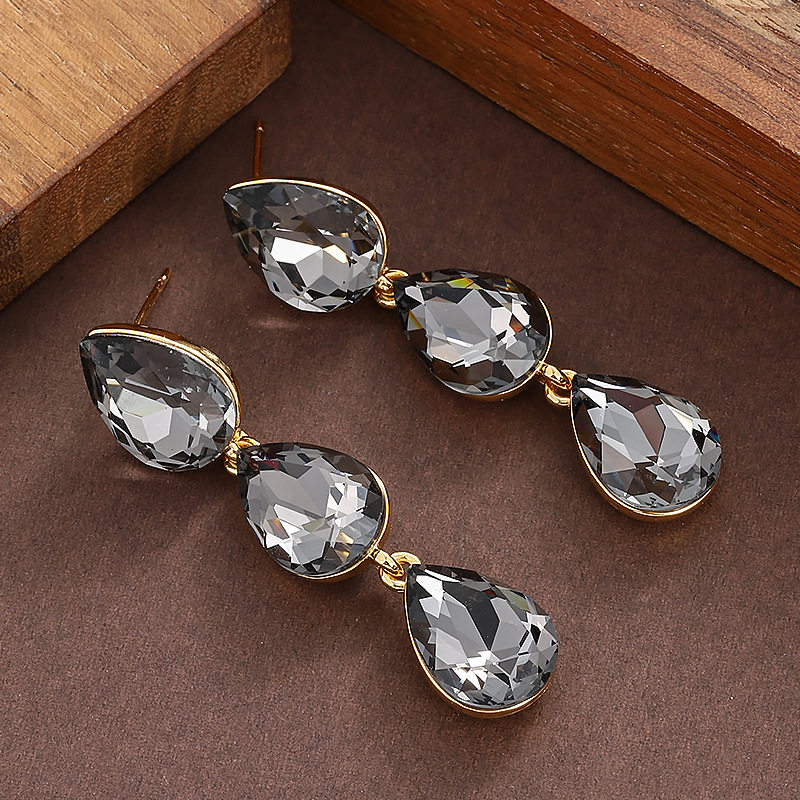 Fashionable Drop Earrings Glass Teardrop Tassel for Women