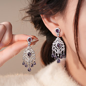Hollow Earrings Teardrop Crystal Tassel Stud Silver Post
