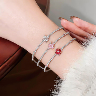 Adjustable Shiny Zircon Flower Bracelet Luxury