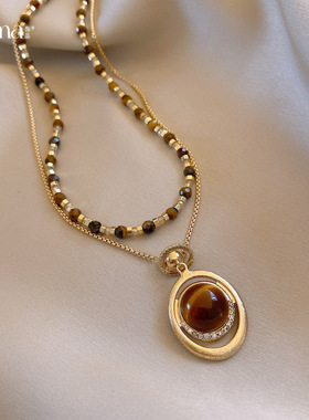 美拉德椭圆串珠项链轻奢小众