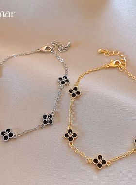 法式简约锆石花朵链条手链