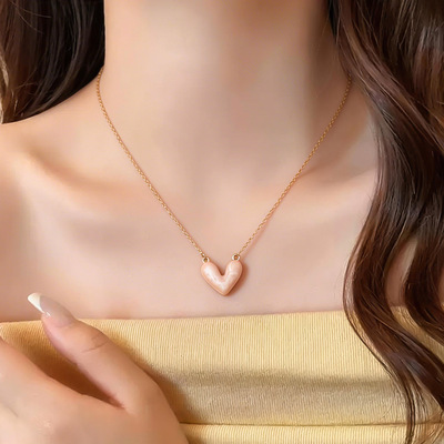 小清新滴油爱心项链甜美