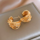 Twist Luxury Multi Metal Minimalist Studs Layer Earrings