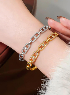 锆石方形镂空手镯轻奢感手环