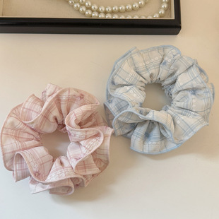 Layer Double Scrunchie Holder Academic Ponytail Korean Plaid