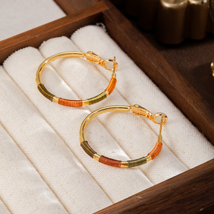 Color Wire Hoop Earrings, Chinese Minimalist Large Earrings