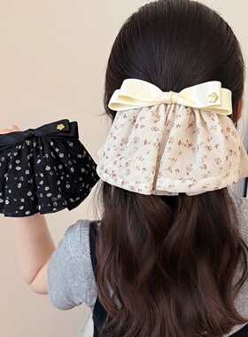 Mesh Spring Clip, Floral Korean Half Up Hair Clip