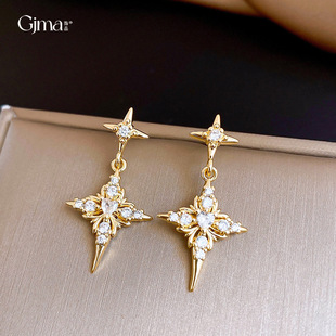 Star Minimalist Earrings Luxury Studs Zircon Korean