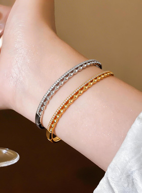 欧美跨境锆石圆形手镯轻奢感