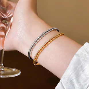 Border Zircon Bangle Cross Minimalist Circle Bracelet