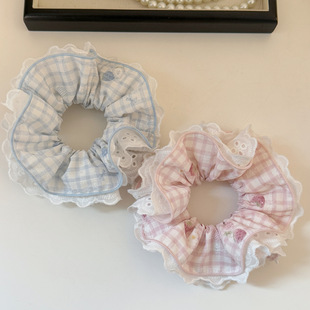 Layer Four Scrunchie Holder Summer Ponytail Plaid Lace