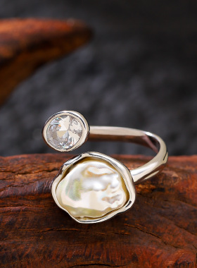 度假风异形巴洛克珍珠戒指