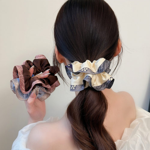 韩系小清新撞色花边大肠发圈