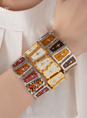 Geometric Trapezoid Star Resin Inlay Bracelet for Women
