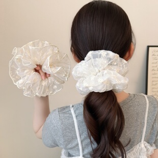 White Lace Scrunchie, Korean Casual Ponytail Holder