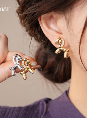 French Horse Earrings, Zircon Zodiac Luxury Minimalist Studs