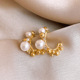 Studs Hoop Gold 18K Pearl Zircon Vintage Earrings French