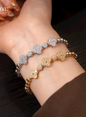 18k金电镀欧美跨境锆石花朵手链