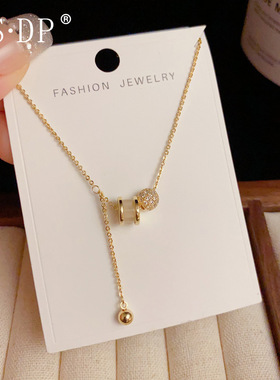 法式轻奢精致感猫眼石滚轮项链时尚个性气质百搭锁骨链