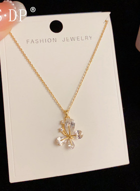 微镶锆石蝴蝶吊坠项链小众时尚精致甜美百搭超闪锁骨链配饰