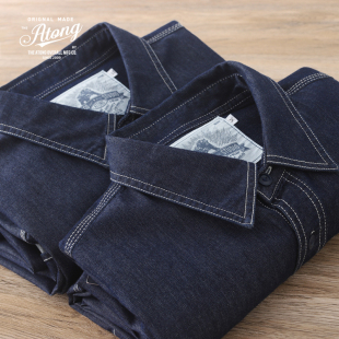 牛仔长袖 外套时尚 衬衫 休闲宽松翻领美式 百搭春 男士 阿瞳牛社ATONG