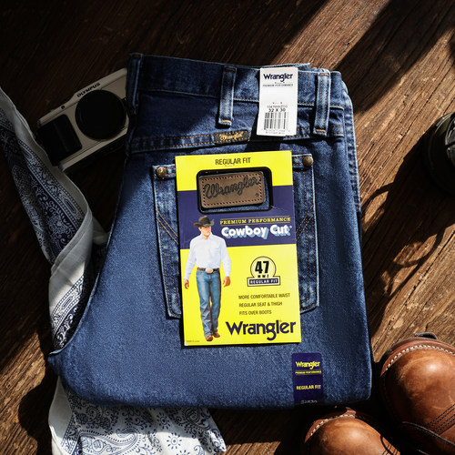 Wrangler威格47系列深蓝色直筒裤