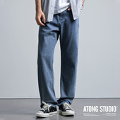 美式 垂感裤 505版 男士 ATONG阿瞳 薄款 型水洗微阔直筒牛仔裤 夏季 子