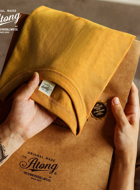 阿瞳牛社ATONG 270g日本重磅短袖t恤男女32支二本针新疆棉打底衫