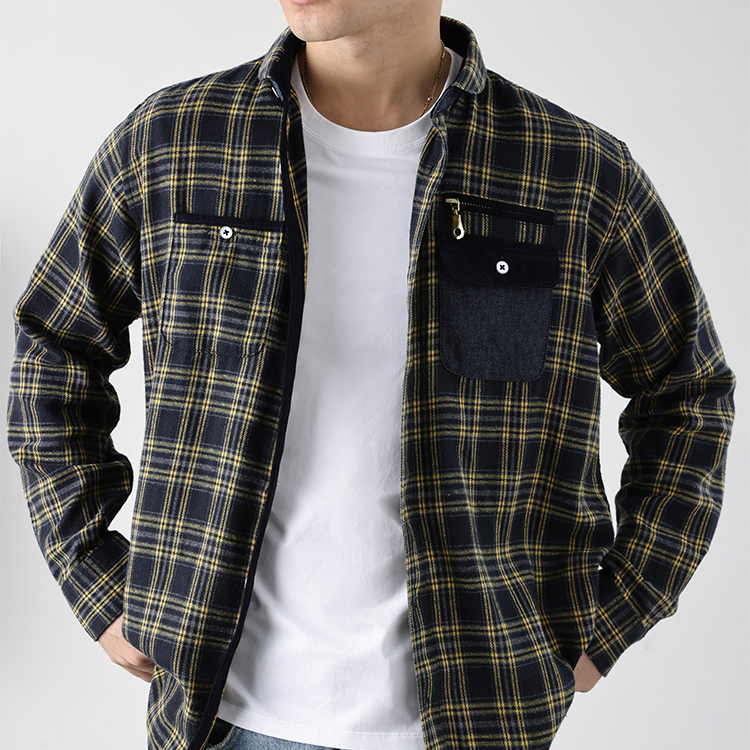 阿瞳美式复古蓝绿格子纯棉衬衫