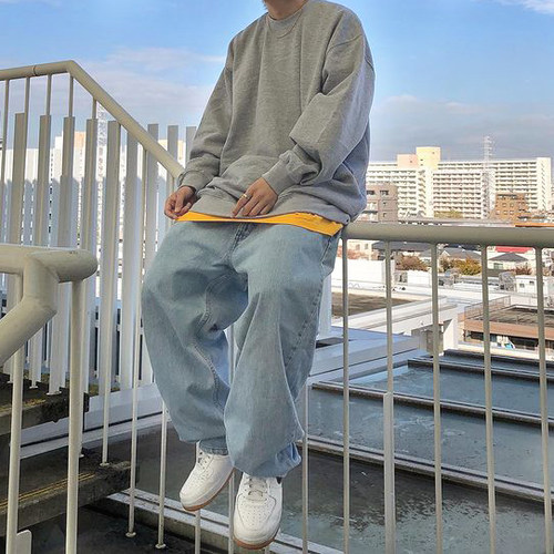 西海岸纯棉圆领T恤男纯色潮牌