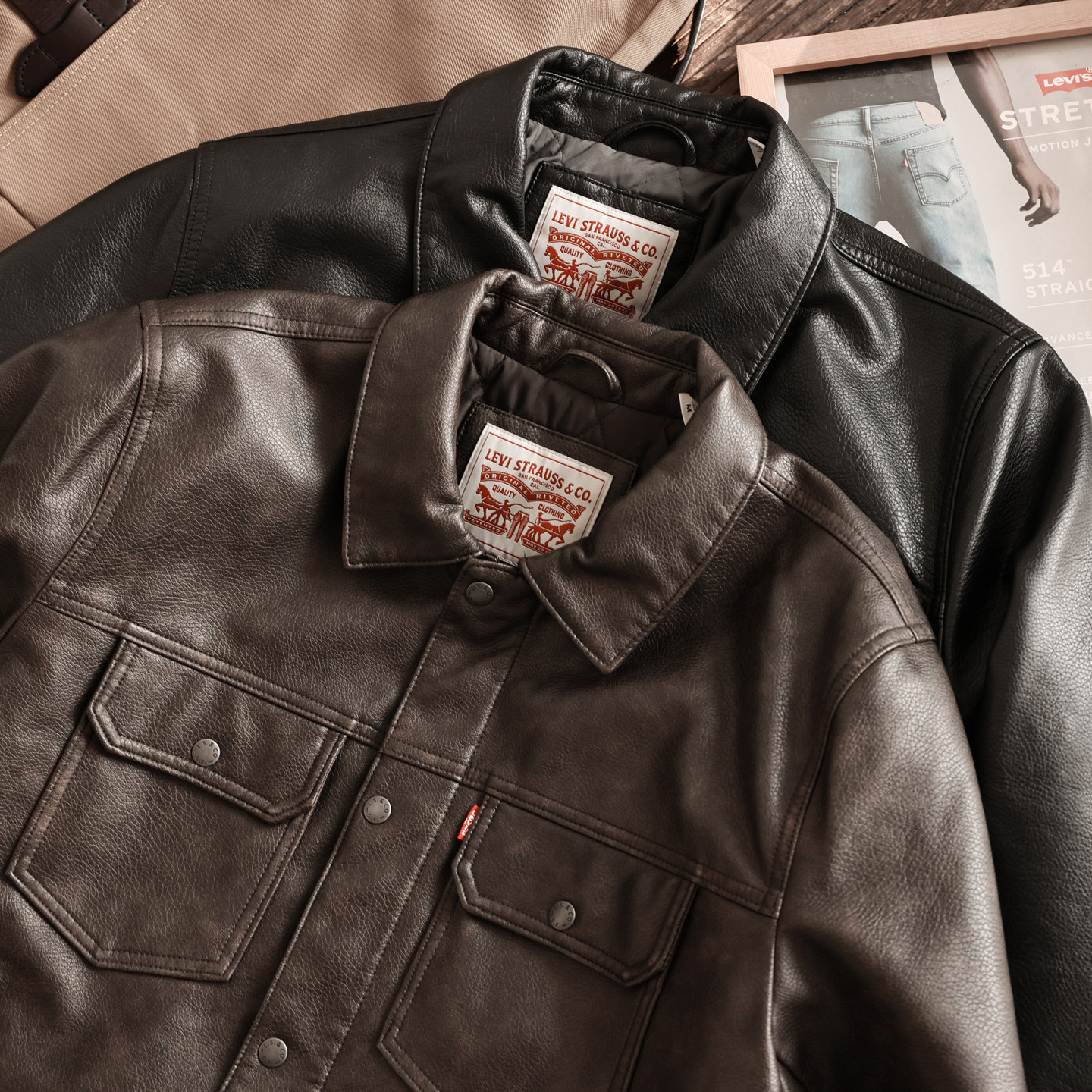 Levis/李维斯冬季加厚保暖皮衣男图片