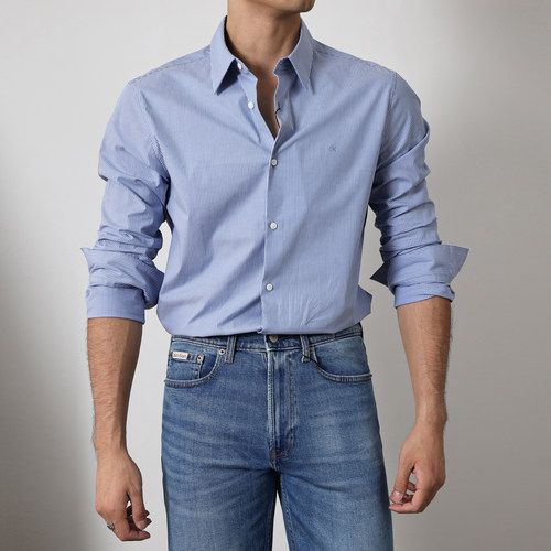 CalvinKlein条纹衬衫男士衬衣