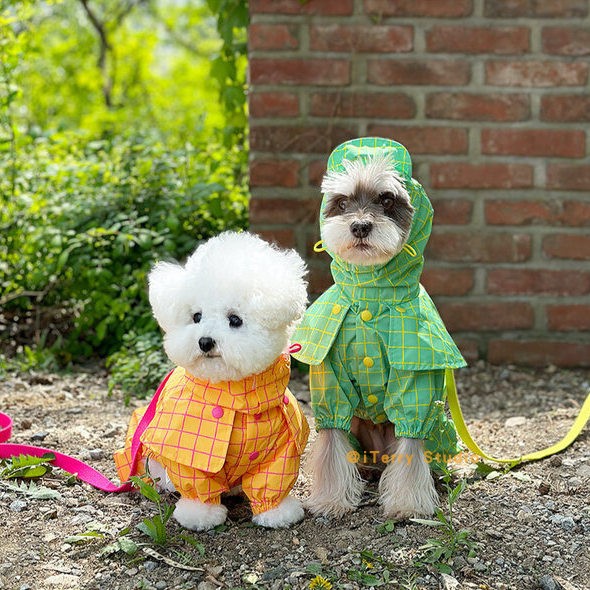 [现货]韩国LittleCollin新款高档防水时尚可爱狗狗披风连帽雨衣