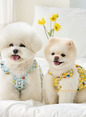 [现货]韩国noutti纯棉透气狗狗花苞吊带背心宠物吊带连体裤四脚衣