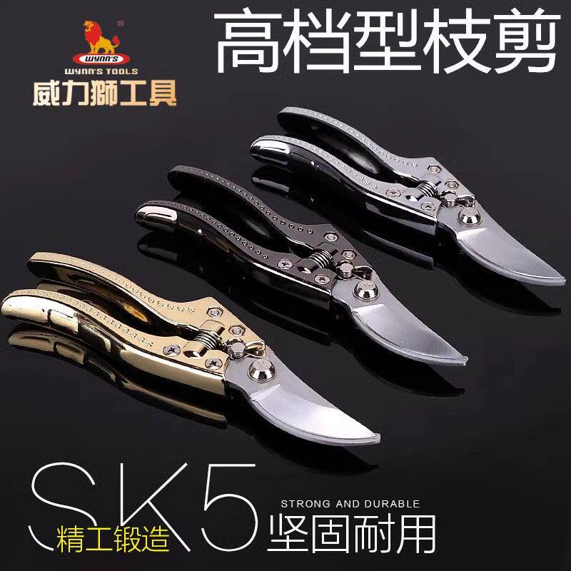 威力狮园艺剪刀修枝剪果树粗枝剪SK5钢省力家用修花剪刀园林工具