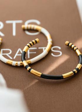 开口秋冬轻奢欧美珐琅手镯小众