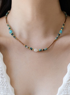 青金石天然阿鲁沙凤凰锁骨链