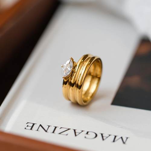 欧美复古不掉色马眼锆石戒指