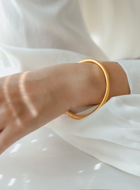 沙金镀18K金雾面磨砂手镯