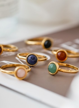 不掉色天然石水晶玛瑙戒指