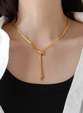 不掉色~美杜莎高级感金色蛇骨锆石蛇头蛇骨项链女小众轻奢锁骨链