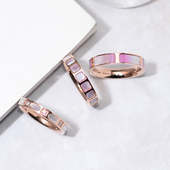 不掉色时尚 贝母镶钻钛钢玫瑰金轻奢小众设计戒指女ins潮食指简约