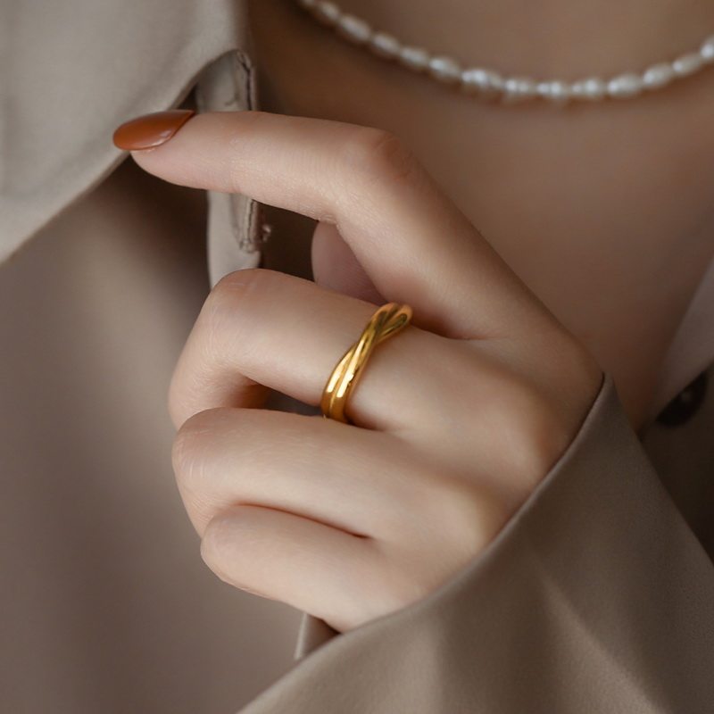 小众设计交织ins潮风不掉色戒指