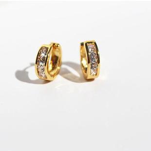 小众轻奢通勤气质时尚 小耳圈耳环微镶方锆石耳钉耳扣百搭个性