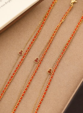 不掉色新年红绳双层葫芦手链